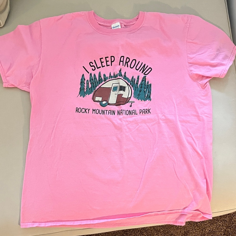 Gildan Pink “I Sleep Aeound” RMNP Graphic Tee